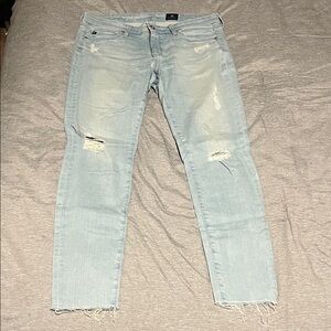 AG Adriano Goldschmied Light Blue Cropped Jeans